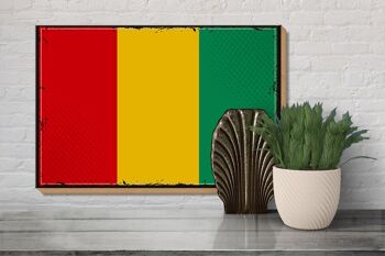 Panneau en bois Drapeau de la Guinée 30x20cm Rétro Drapeau de la Guinée 3