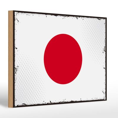 Letrero de madera Bandera de Japón 30x20cm Bandera Retro de Japón