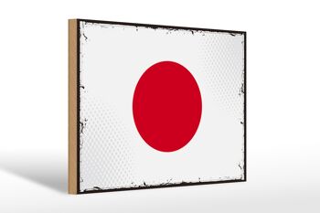 Panneau en bois drapeau du Japon 30x20cm Rétro Drapeau du Japon 1