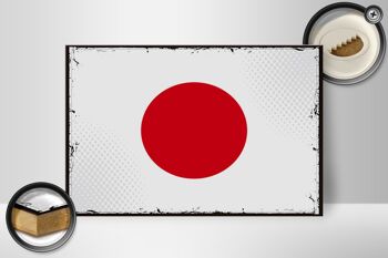 Panneau en bois drapeau du Japon 30x20cm Rétro Drapeau du Japon 2