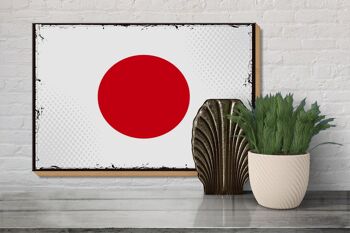Panneau en bois drapeau du Japon 30x20cm Rétro Drapeau du Japon 3