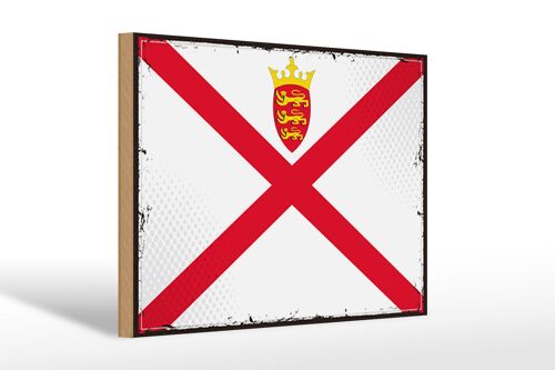 Holzschild Flagge Jerseys 30x20cm Retro Flag of Jersey