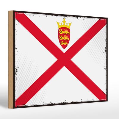 Letrero de madera bandera Jersey 30x20cm Bandera Retro de Jersey