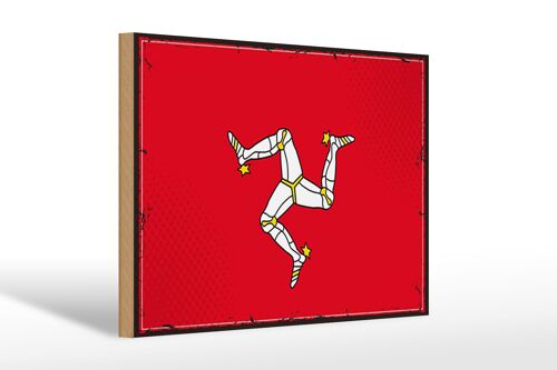 Holzschild Flagge Isle of Man 30x20cm Retro Isle of Man