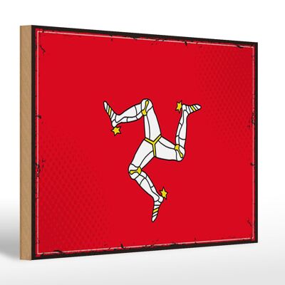 Cartello bandiera in legno Isola di Man 30x20 cm Retro Isola di Man