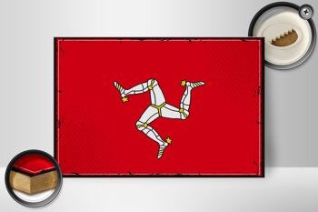 Panneau en bois drapeau Île de Man 30x20cm Rétro Île de Man 2