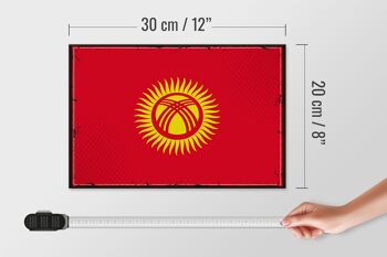 Panneau en bois drapeau du Kirghizistan 30x20cm Rétro Kirghizistan 4