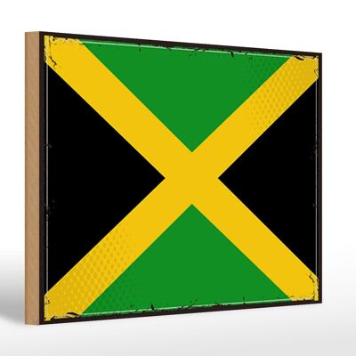 Holzschild Flagge Jamaikas 30x20cm Retro Flag of Jamaica