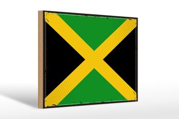 Panneau en bois drapeau de la Jamaïque 30x20cm Drapeau rétro de la Jamaïque 1