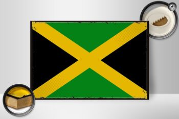 Panneau en bois drapeau de la Jamaïque 30x20cm Drapeau rétro de la Jamaïque 2
