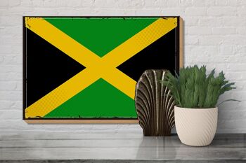 Panneau en bois drapeau de la Jamaïque 30x20cm Drapeau rétro de la Jamaïque 3