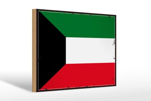 Holzschild Flagge Kuwaits 30x20cm Retro Flag of Kuwait