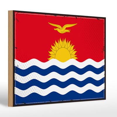 Cartello in legno bandiera di Kiribati 30x20 cm Bandiera retrò di Kiribati