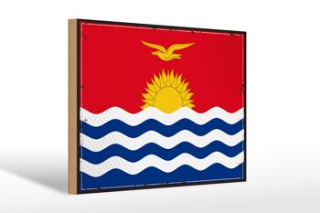 Panneau en bois drapeau de Kiribati 30x20cm Drapeau rétro de Kiribati 1