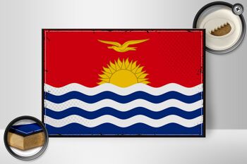 Panneau en bois drapeau de Kiribati 30x20cm Drapeau rétro de Kiribati 2