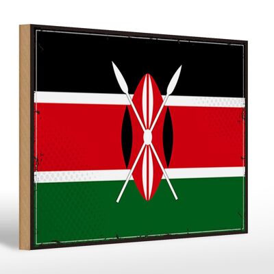 Holzschild Flagge Kenias 30x20cm Retro Flag of Kenya