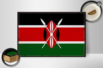 Panneau en bois drapeau du Kenya 30x20cm Drapeau rétro du Kenya 2