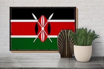 Panneau en bois drapeau du Kenya 30x20cm Drapeau rétro du Kenya 3