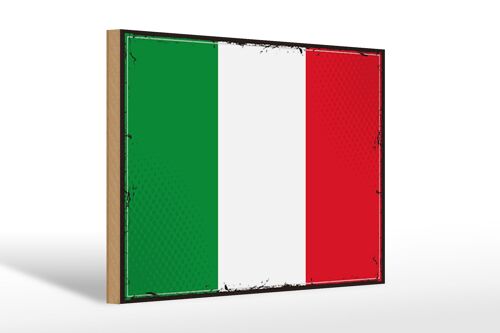 Holzschild Flagge Italiens 30x20cm Retro Flag of Italy