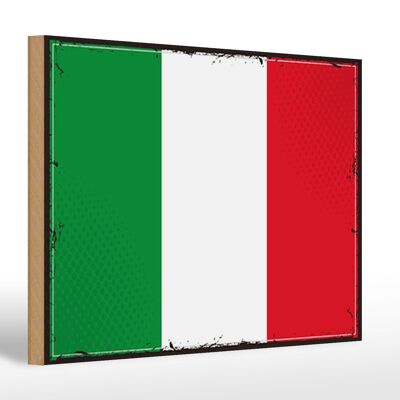 Letrero de madera Bandera de Italia 30x20cm Bandera Retro de Italia