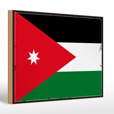 Holzschild Flagge Jordaniens 30x20cm Retro Flag of Jordan