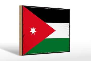 Panneau en bois drapeau de Jordanie 30x20cm Drapeau rétro de Jordanie 1