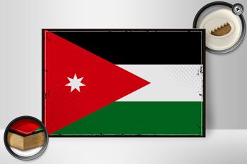 Panneau en bois drapeau de Jordanie 30x20cm Drapeau rétro de Jordanie 2