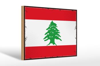 Panneau en bois drapeau Liban 30x20cm drapeau rétro du Liban 1