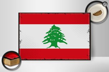 Panneau en bois drapeau Liban 30x20cm drapeau rétro du Liban 2