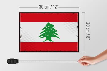Panneau en bois drapeau Liban 30x20cm drapeau rétro du Liban 4