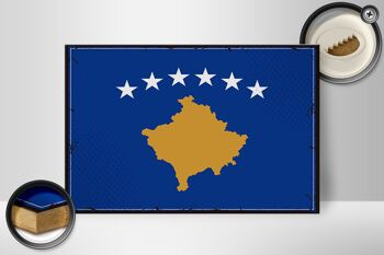 Drapeau panneau en bois Kosovo 30x20cm Drapeau rétro du Kosovo 2