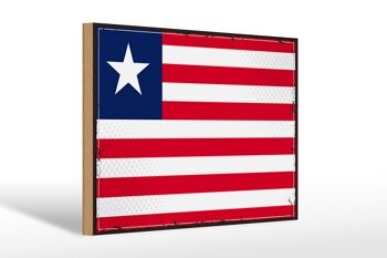 Panneau en bois drapeau du Libéria 30x20cm Drapeau rétro du Libéria 1