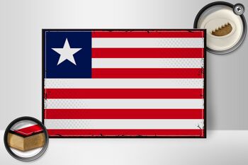 Panneau en bois drapeau du Libéria 30x20cm Drapeau rétro du Libéria 2