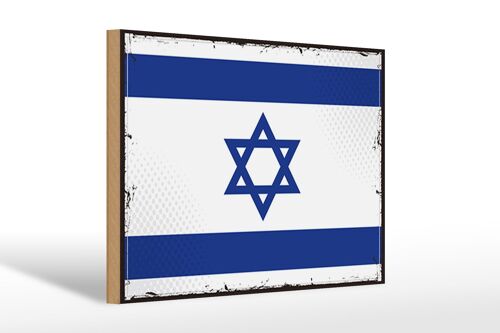 Holzschild Flagge Israels 30x20cm Retro Flag of Israel