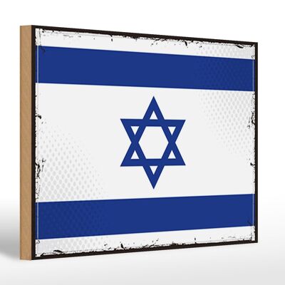 Cartello in legno bandiera di Israele 30x20 cm Bandiera retrò di Israele