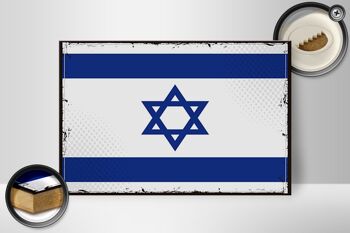 Panneau en bois drapeau d'Israël 30x20cm Drapeau rétro d'Israël 2