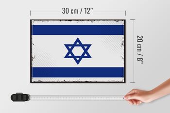 Panneau en bois drapeau d'Israël 30x20cm Drapeau rétro d'Israël 4