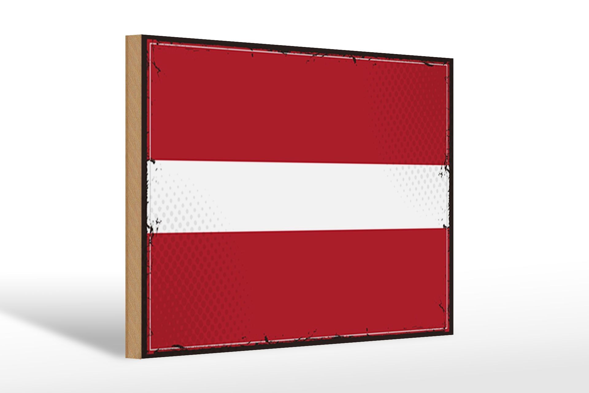 Cartello in legno Bandiera della Lettonia 30x20 cm Bandiera retrò della Lettonia