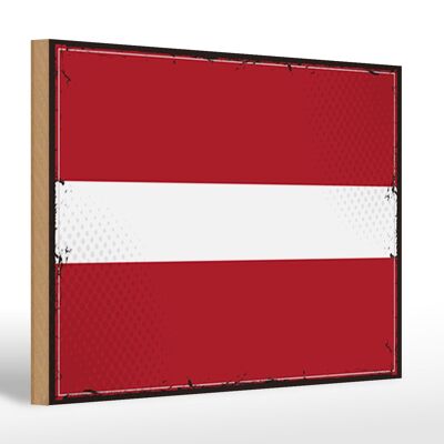 Cartello in legno Bandiera della Lettonia 30x20 cm Bandiera retrò della Lettonia