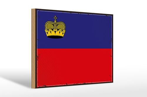 Holzschild Flagge Liechtenstein 30x20cm Retro Flag