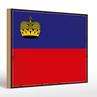 Letrero de madera bandera Liechtenstein bandera retro 30x20cm