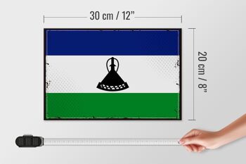 Panneau en bois drapeau du Lesotho 30x20cm Drapeau rétro du Lesotho 4