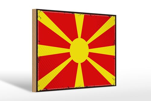 Holzschild Flagge Mazedoniens 30x20cm Retro Flag Macedonia