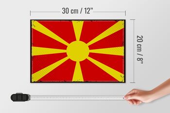 Panneau en bois drapeau de Macédoine 30x20cm drapeau rétro Macédoine 4