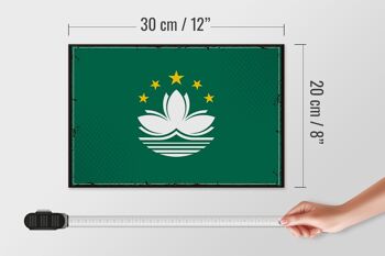 Panneau en bois drapeau de Macao 30x20cm Drapeau rétro de Macao 4