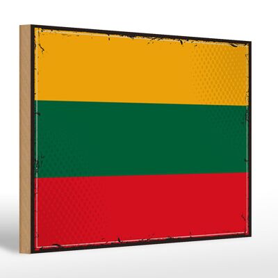 Wooden sign flag of Lithuania 30x20cm Retro Flag of Lithuania