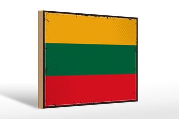 Panneau en bois drapeau de la Lituanie 30x20cm drapeau rétro de la Lituanie 1