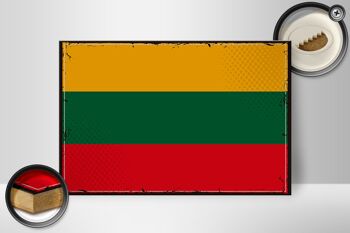 Panneau en bois drapeau de la Lituanie 30x20cm drapeau rétro de la Lituanie 2