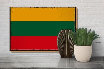 Panneau en bois drapeau de la Lituanie 30x20cm drapeau rétro de la Lituanie 3