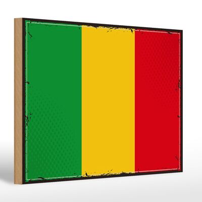 Holzschild Flagge Malis 30x20cm Retro Flag of Mali